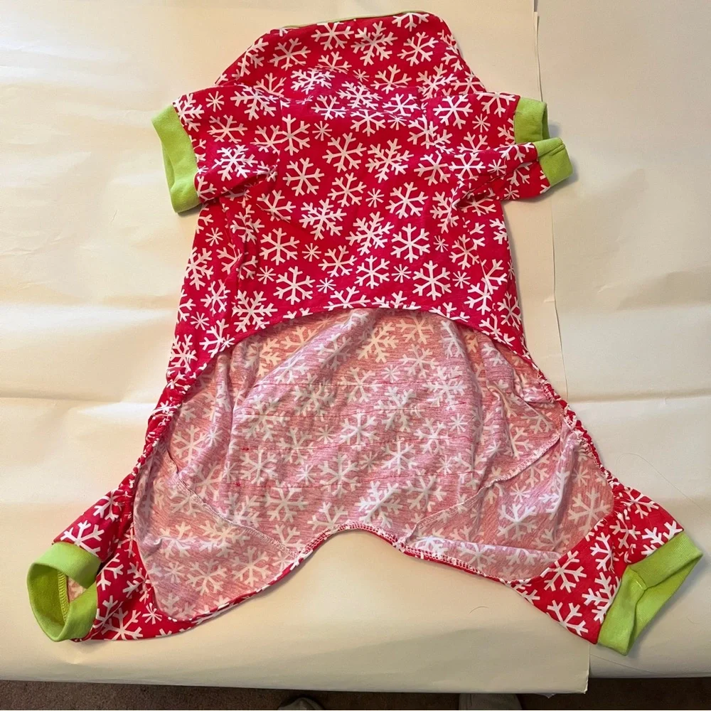 5/$25 Red Snowflake Ruffle Butt Dog Pet Matching Jammies